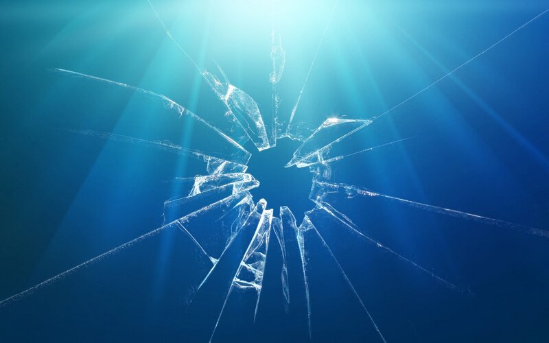 Shattered Glass with Light Rays — Blue