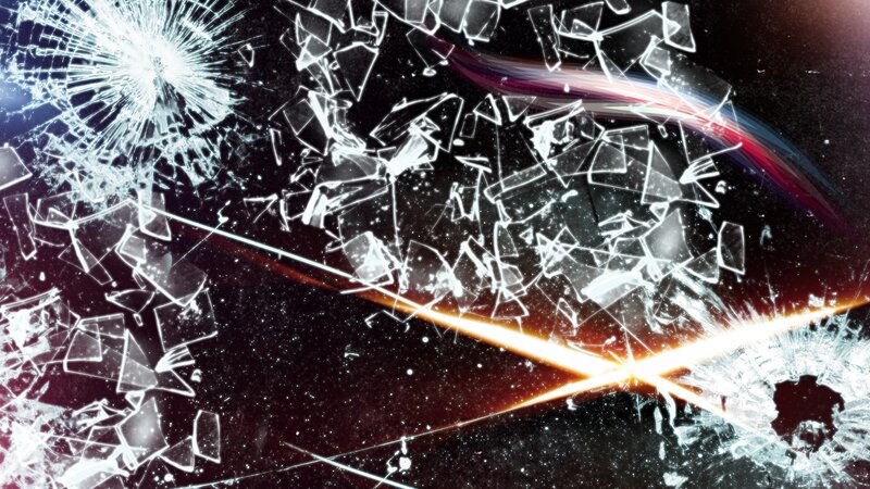 Shattered Glass with Light Streaks