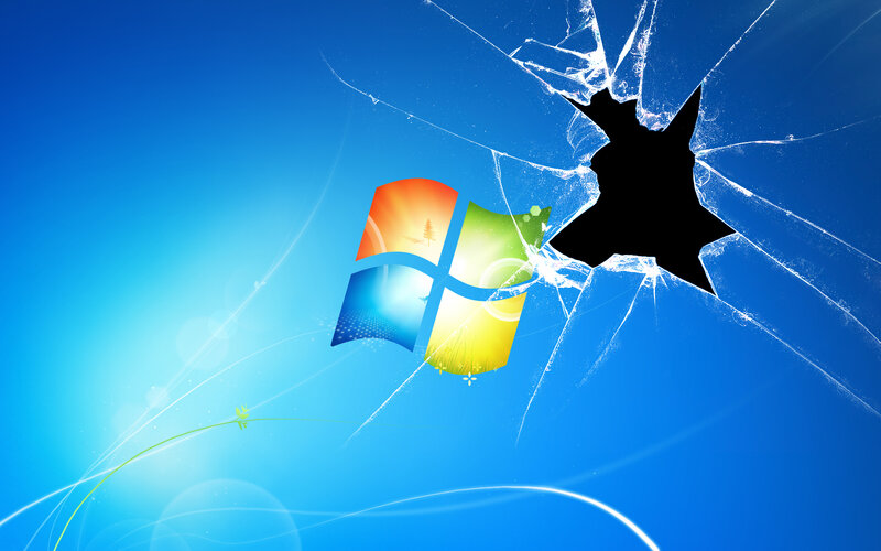 Shattered Glass with Logo — Blue, Dramatic, Digital Art