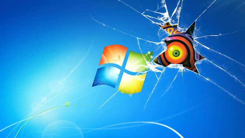 Shattered Glass with Logo — Blue, Dramatic
