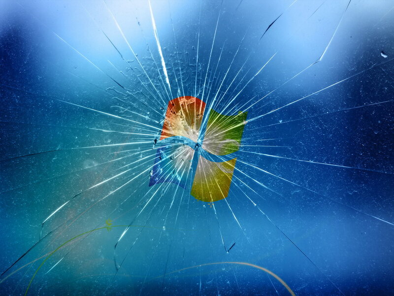 Shattered Glass with Logo — Blue