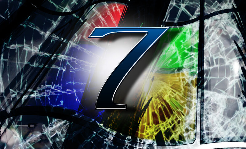Shattered Glass with Number Seven — Blue
