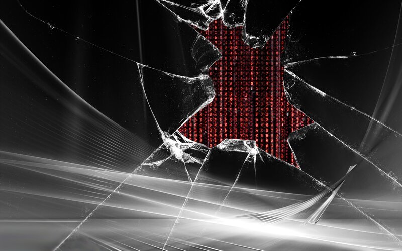 Shattered Glass with Red Code