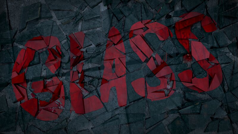 Shattered Glass with Red Text