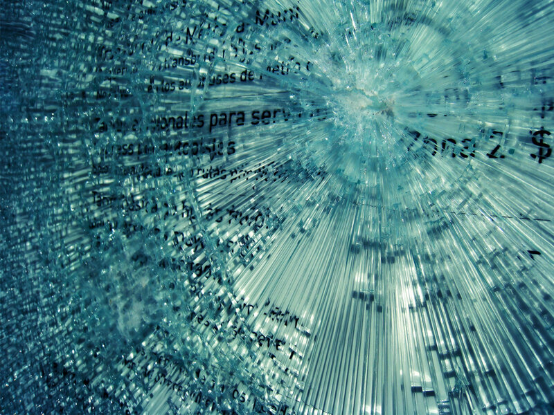 shattered glass with text