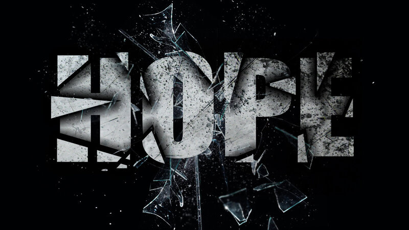 Shattered Glass with Text — Black, Dramatic