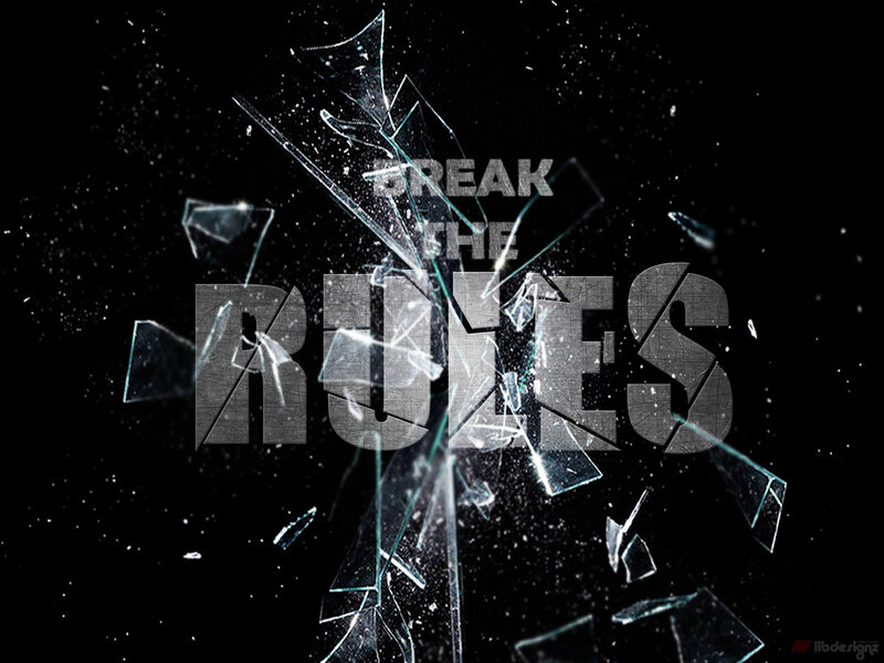 Shattered Glass with Text — Black