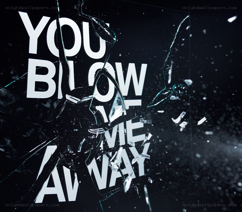 Shattered glass with text