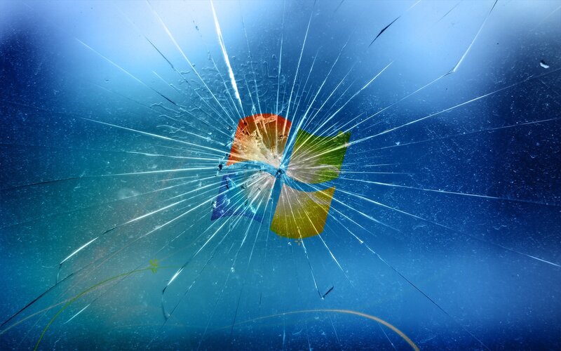 shattered glass with windows logo