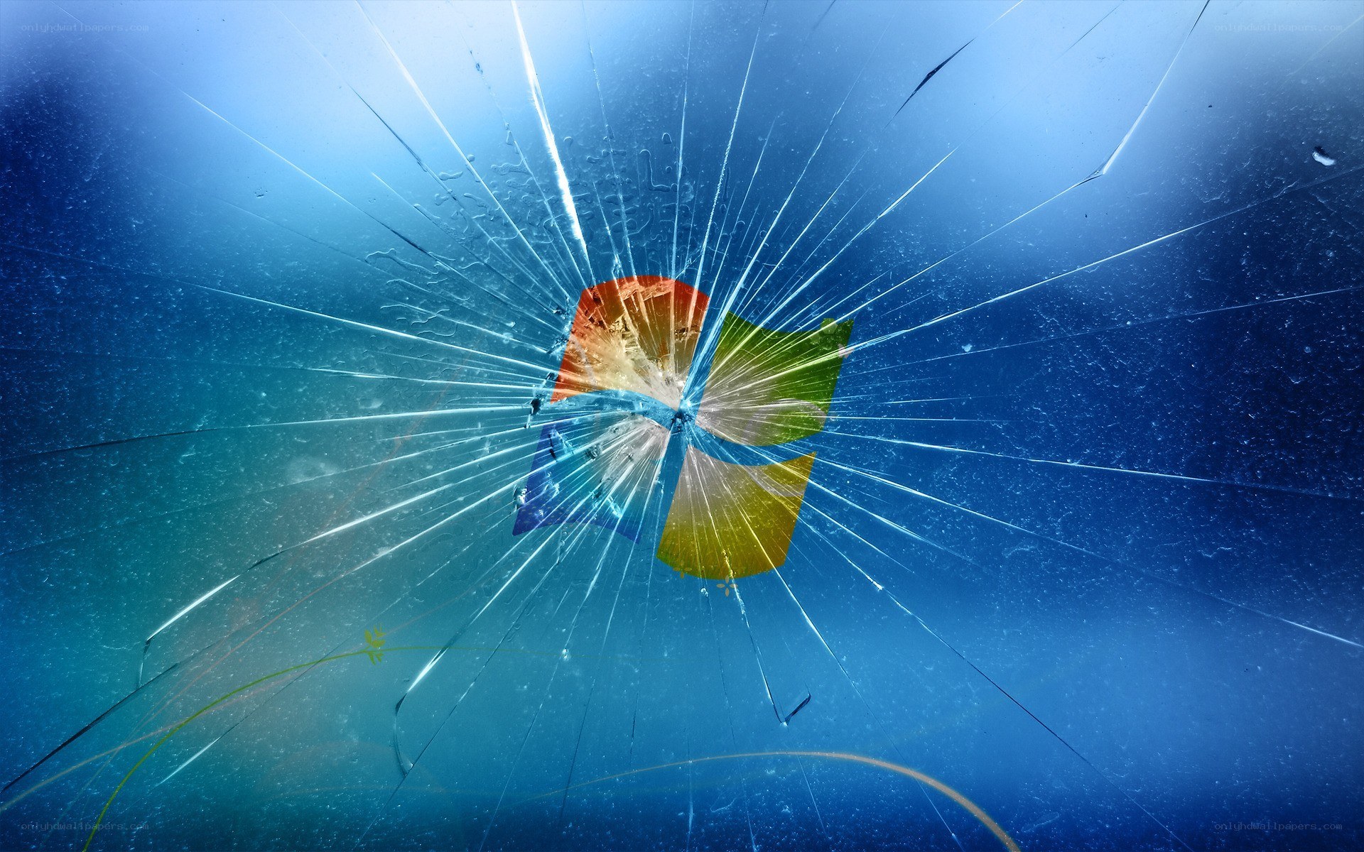 shattered glass with windows logo