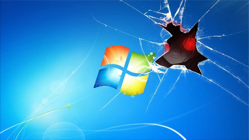 Shattered Glass with Windows Logo — Blue, Dramatic