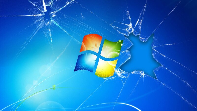 Shattered Glass with Windows Logo — Blue