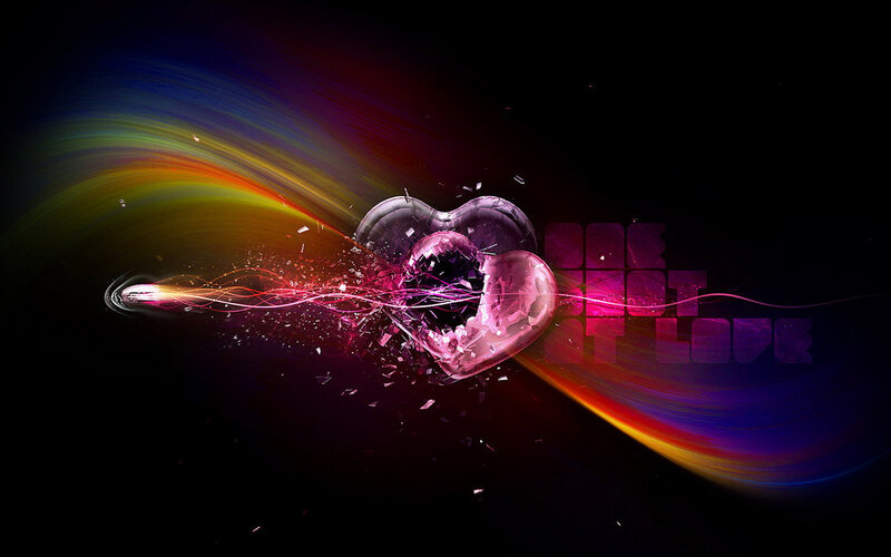 Shattered Heart with Light Streaks — Black, Dramatic