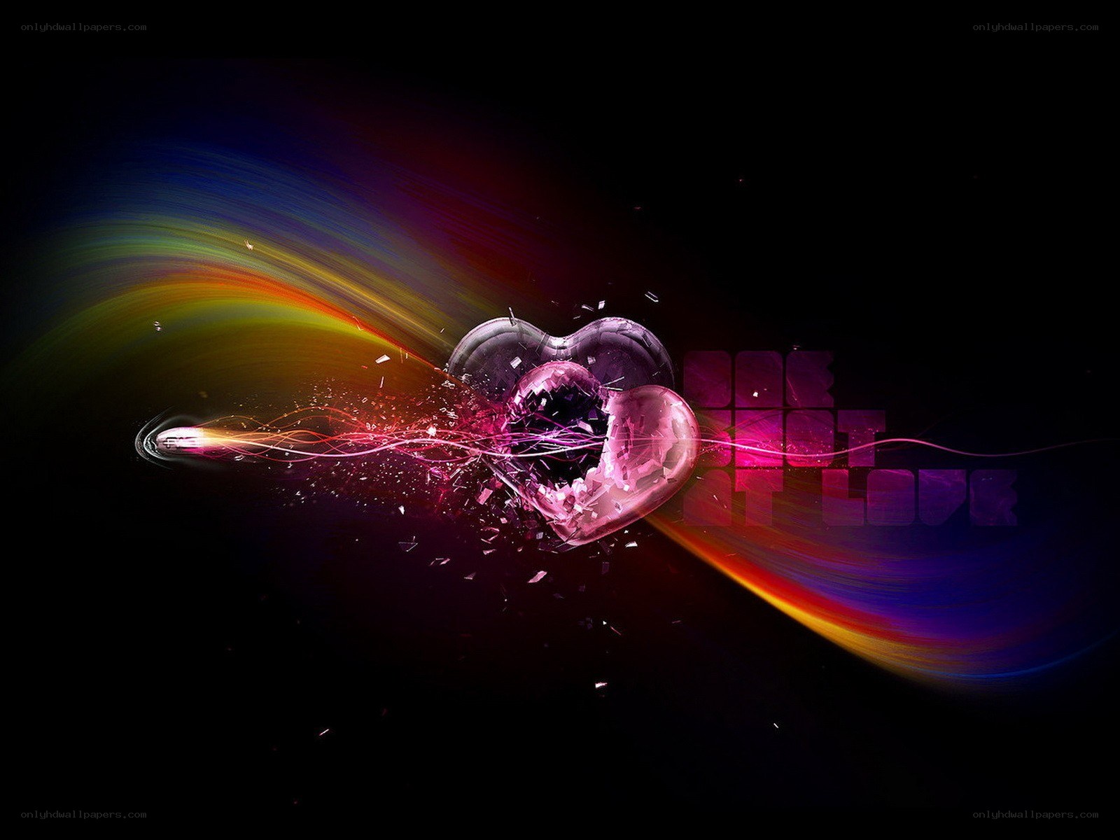 Shattered heart with vibrant light