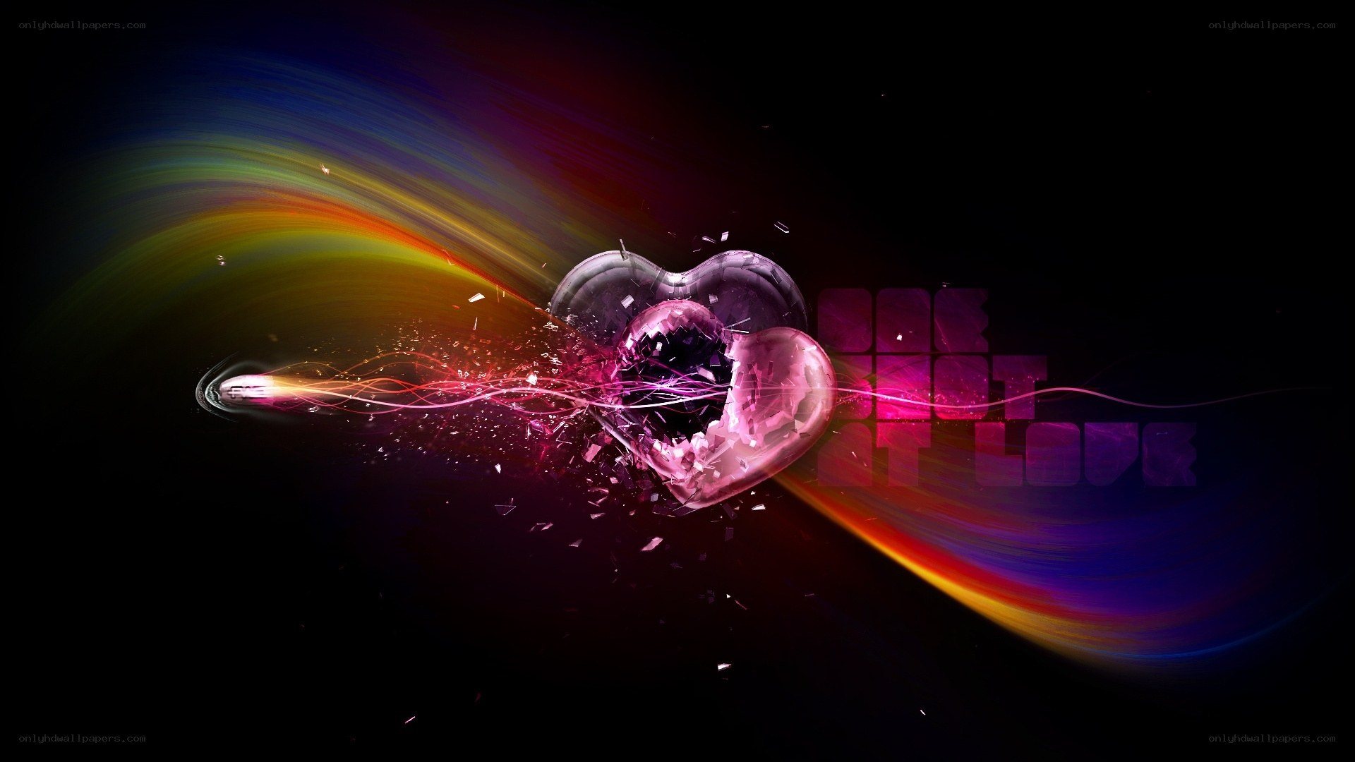 Shattered heart with vibrant light