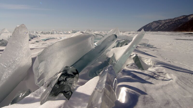 Shattered Ice on Frozen Lake