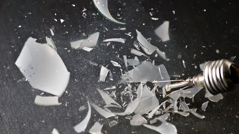 Shattered Light Bulb — Black, Dramatic