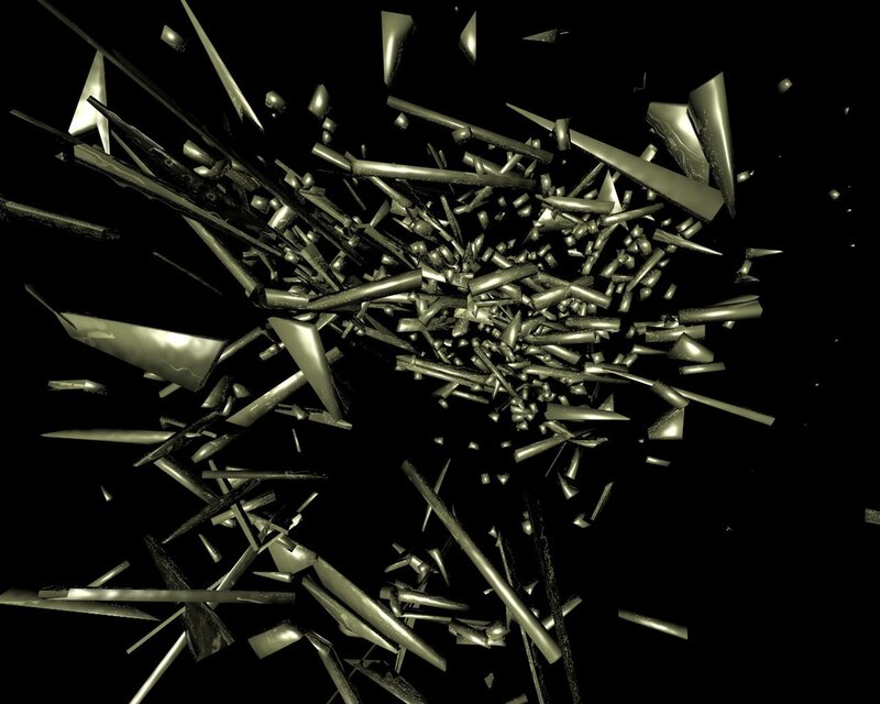Shattered metal fragments explosion