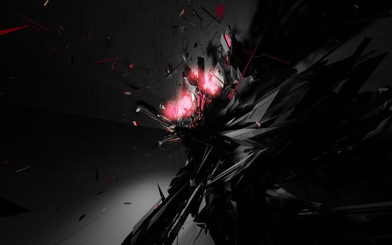 Shattered Object Explosion — Black, Dramatic, Digital Art