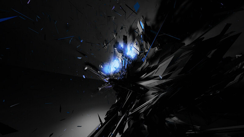 Shattered Object Explosion — Black, Dramatic