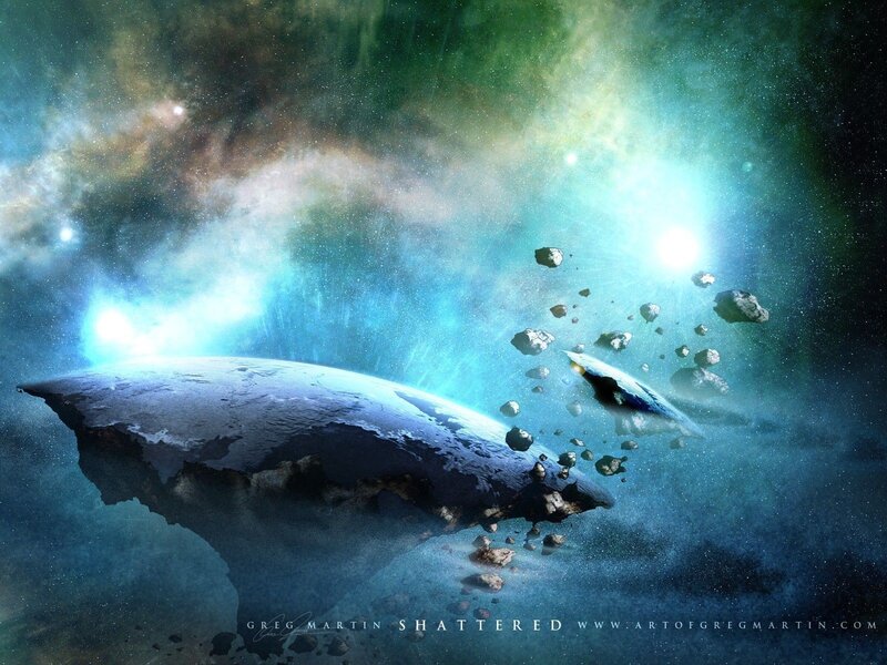 Shattered Planet in Space
