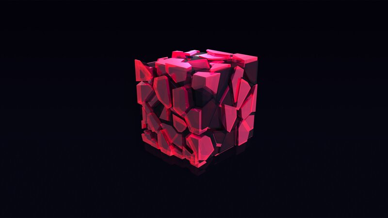 Shattered Red Cube
