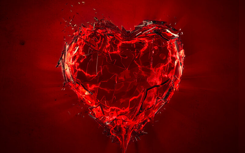 Shattered Red Heart — Dramatic, Digital Art, Cracks