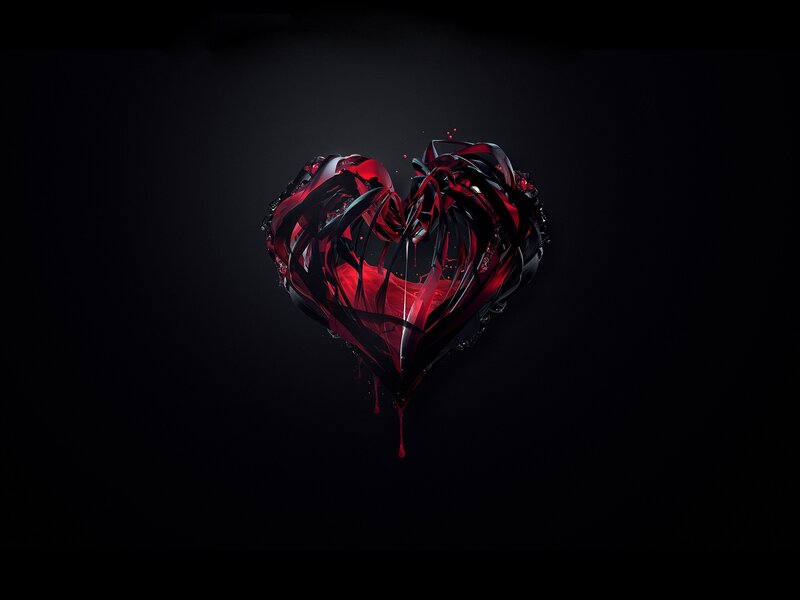 Shattered Red Heart — Dramatic, Digital Art, Liquid