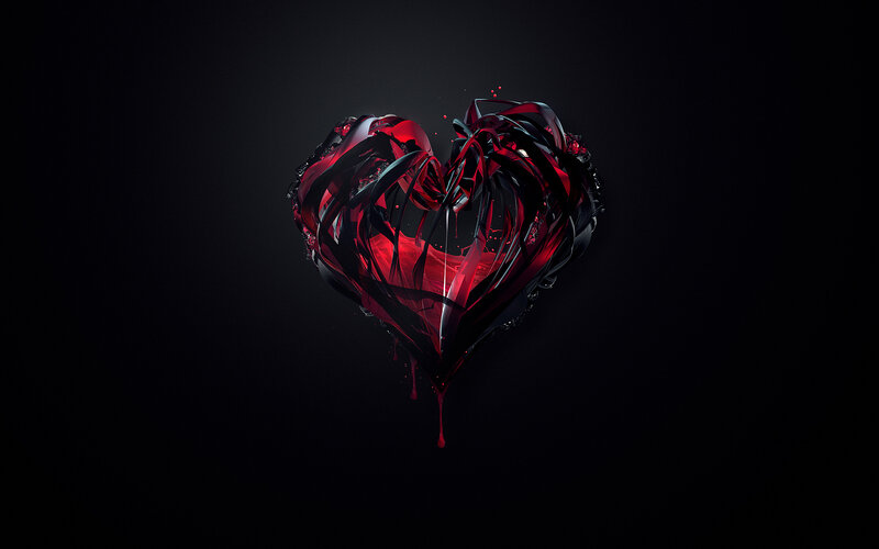 Shattered Red Heart — Dramatic, Digital Art