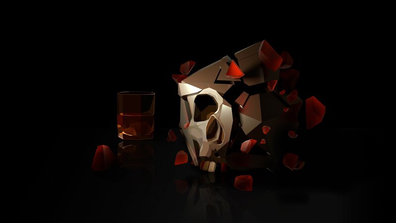 Shattered Skull with Glass
