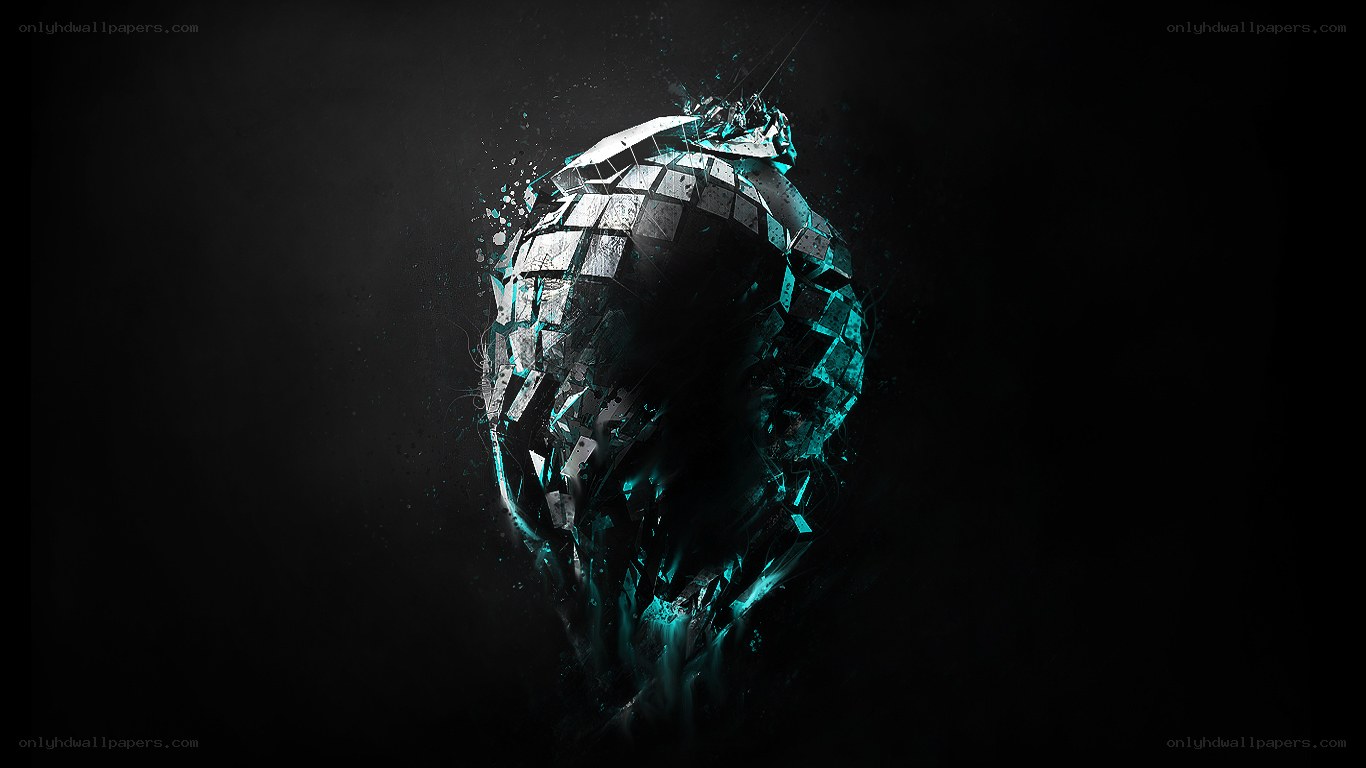 Shattered sphere with glowing fragments
