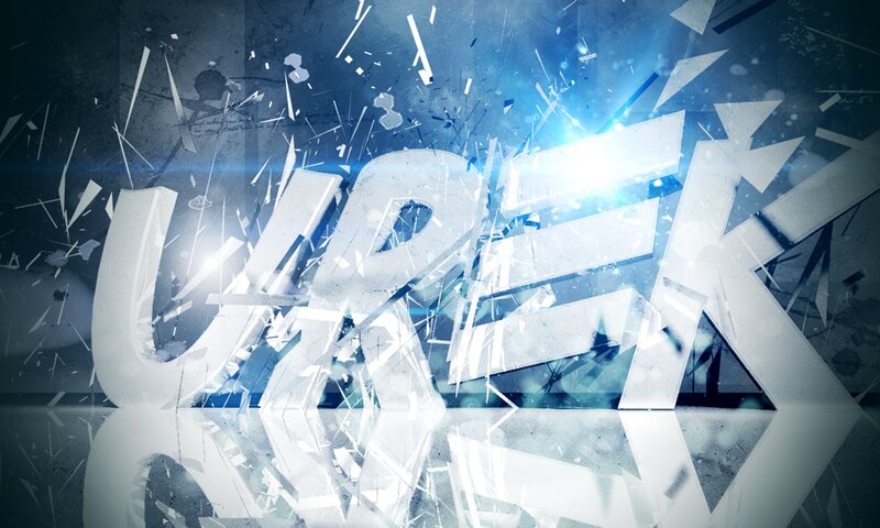 Shattered Text Logo — Blue