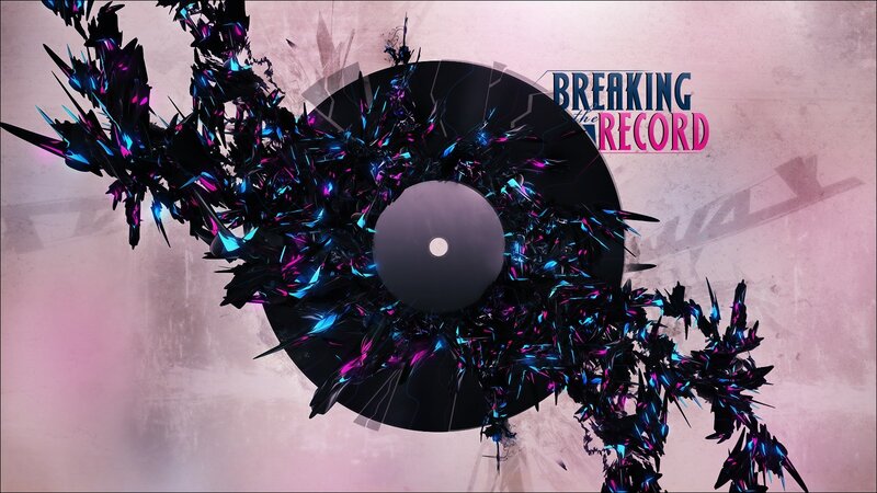 Shattered Vinyl Record — Black, Dramatic, Digital Art, Text