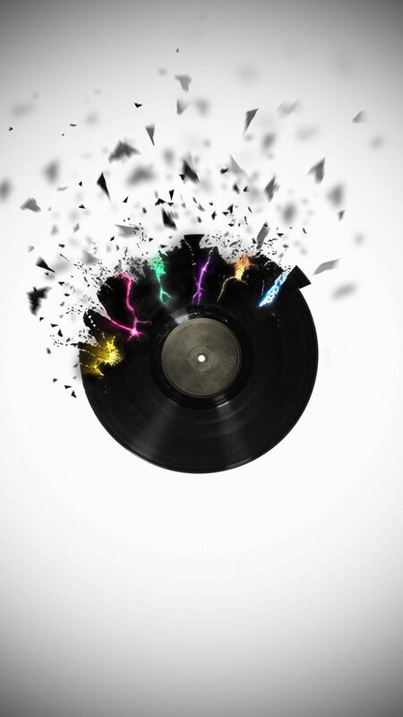 Shattered Vinyl Record — Black, Dramatic, Digital Art