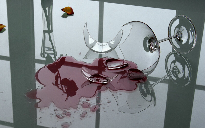 Shattered Wine Glass — Red