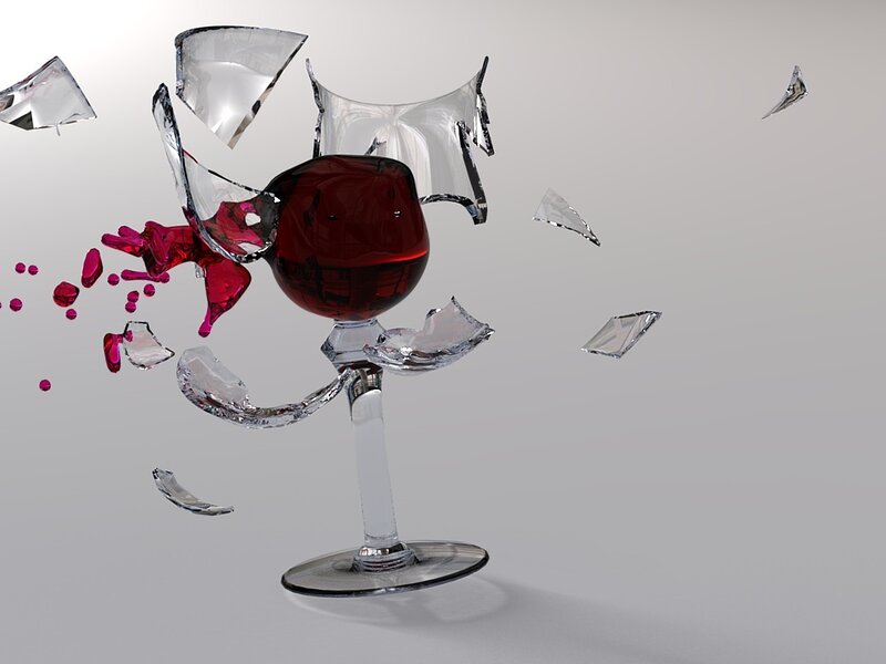 Shattered wine glass