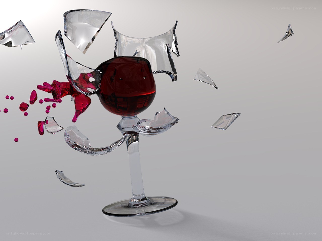 Shattered wine glass
