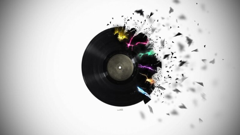 Shattering Vinyl Record — Black, Dramatic