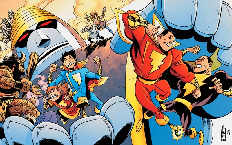 Shazam and the Marvel Family in action