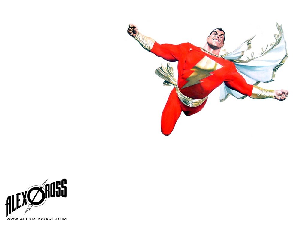 Shazam flying in red suit