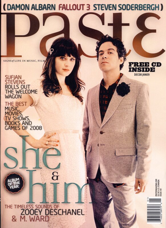 She & Him on Paste magazine cover