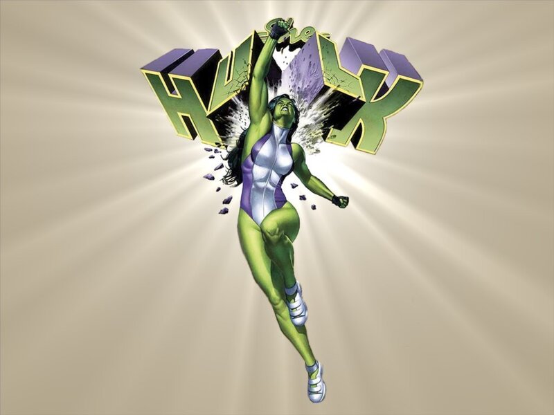 She-Hulk breaking through logo