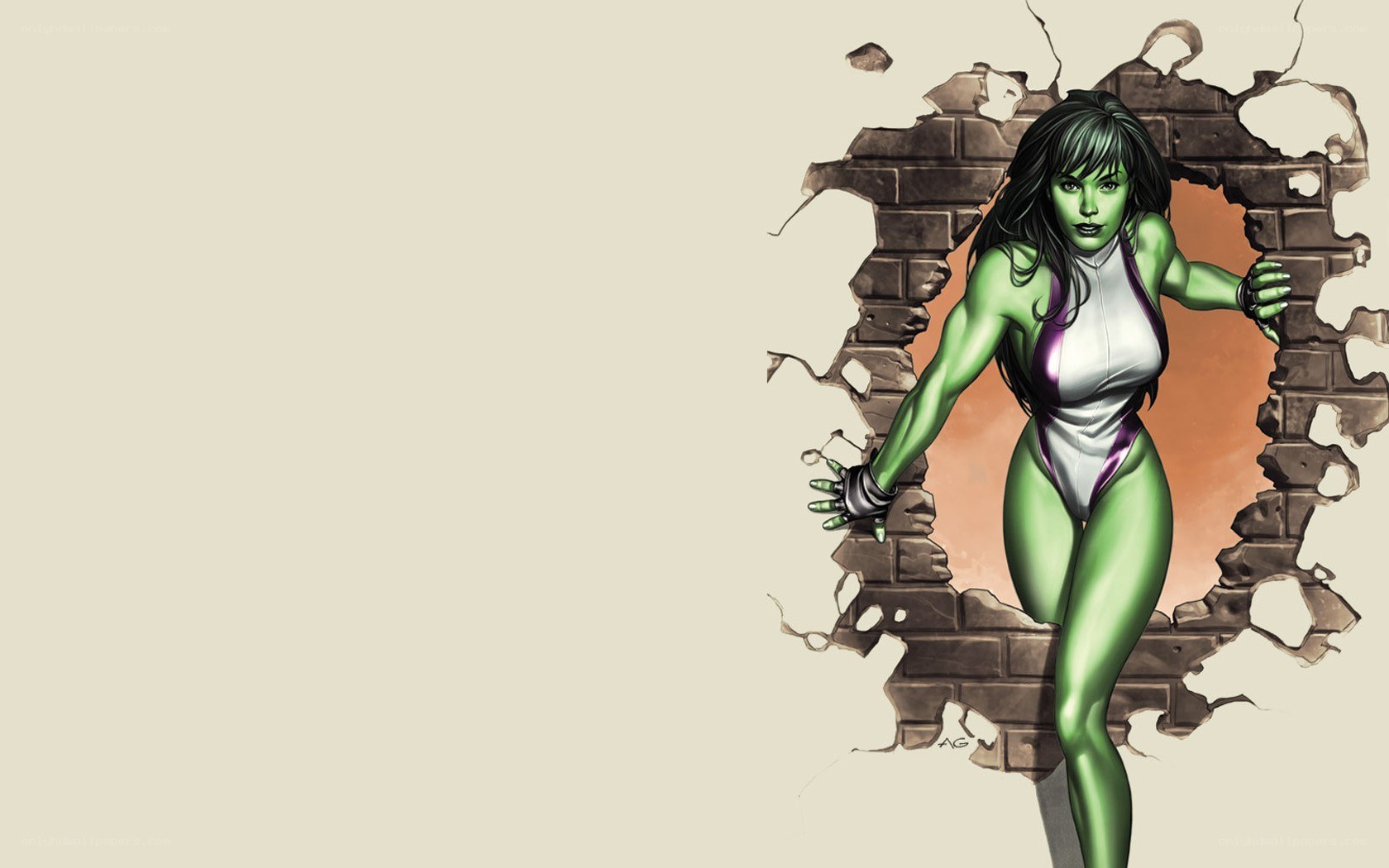 She-Hulk breaking through wall