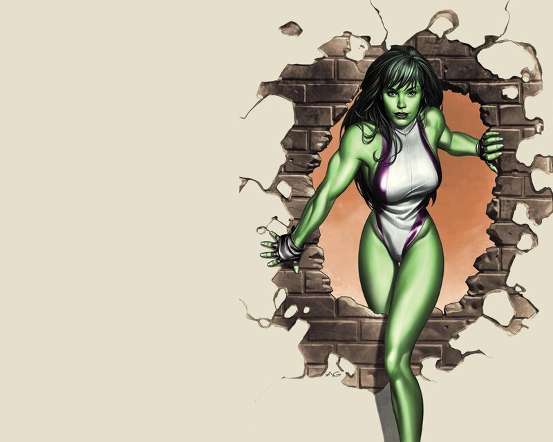 She-Hulk breaking through wall