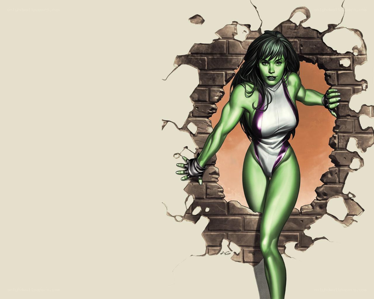 She-Hulk breaking through wall