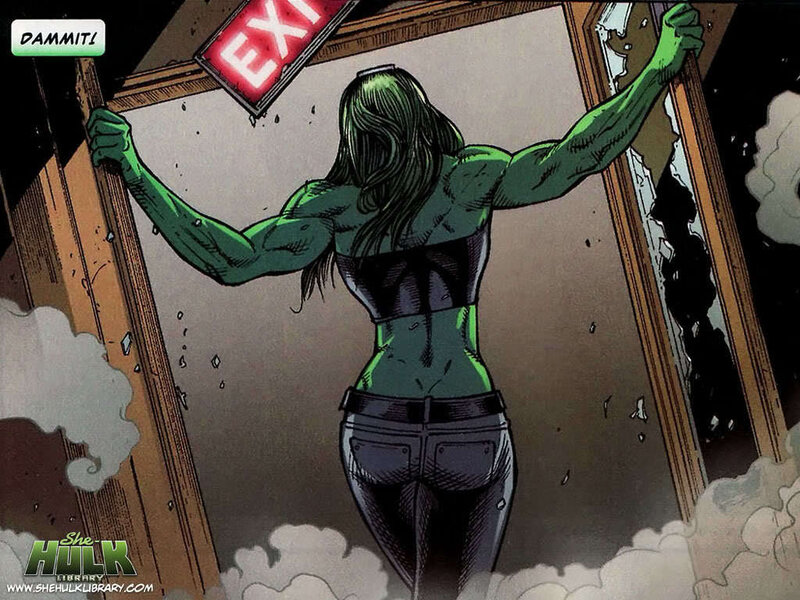 She-Hulk breaks through door