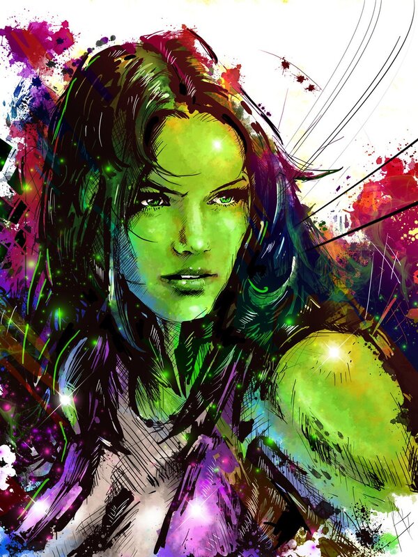 She-Hulk comic art portrait