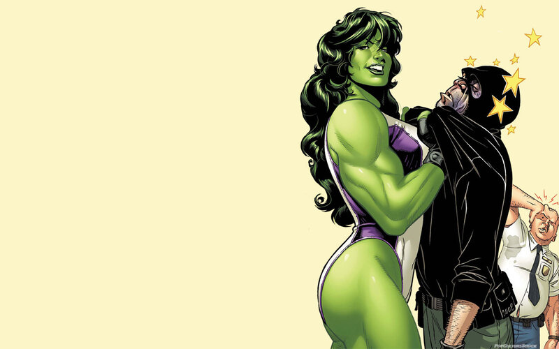 She-Hulk fighting criminals