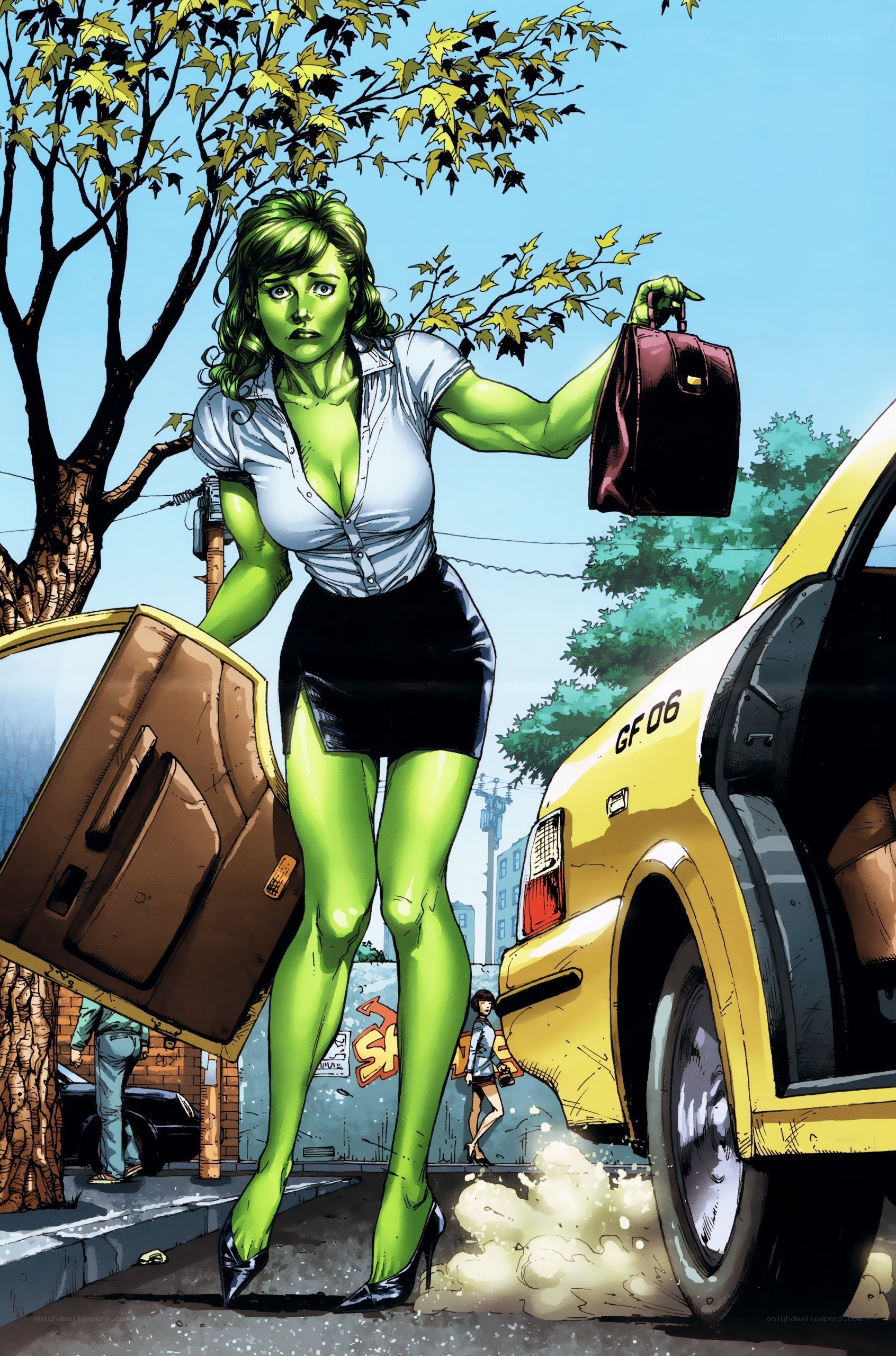 She-Hulk on a city street