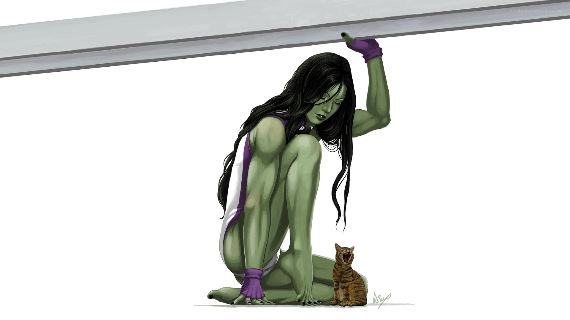 She-Hulk with a cat